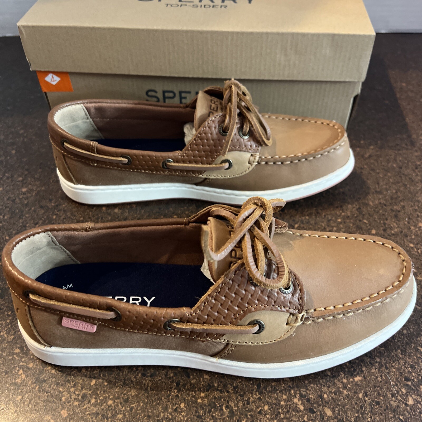 SPERRY Top Sider Women’s Size 5.5 M Koifish 2 Eye Boat Shoes Linen/Oat 95589