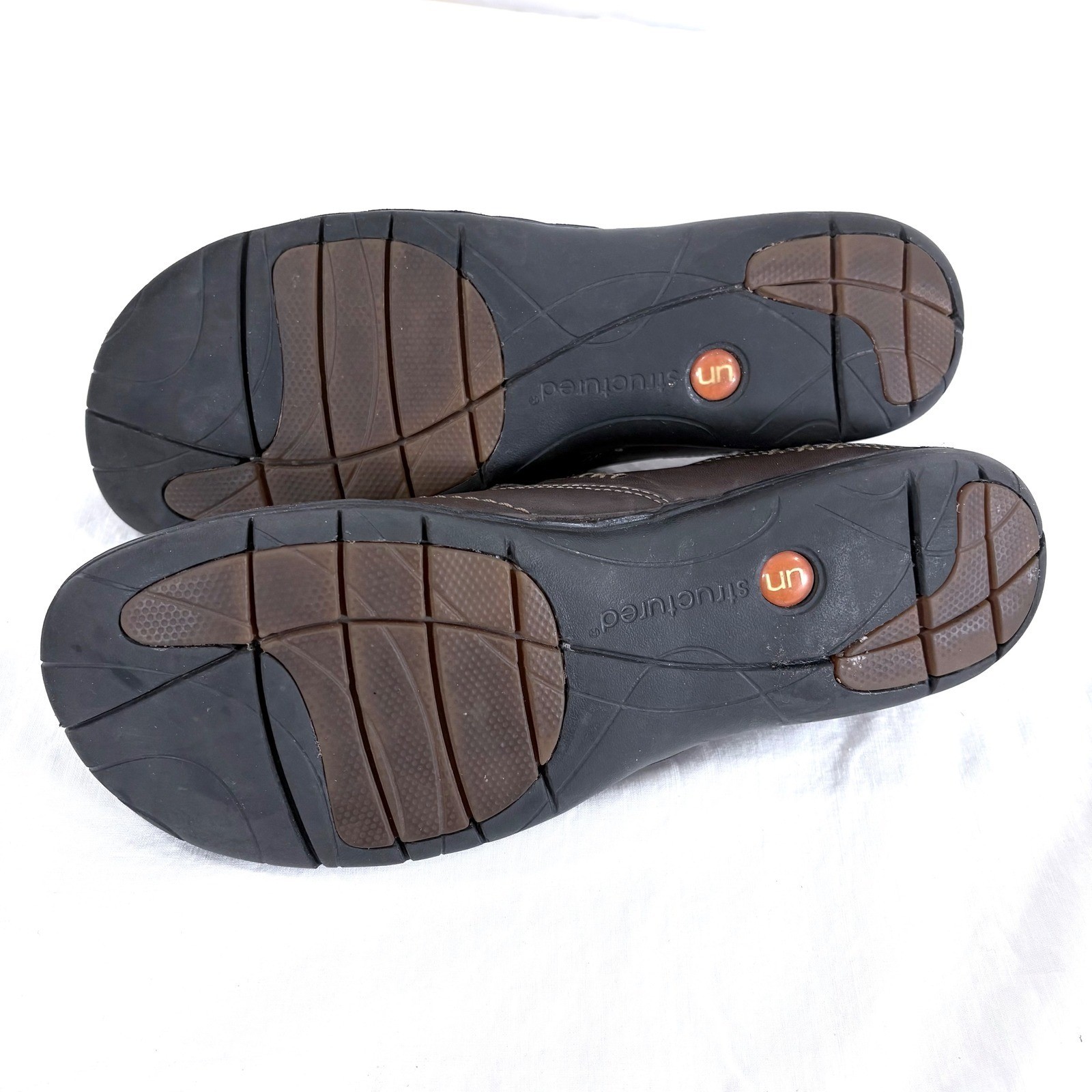 Clarks Unstructured Un Loop Loafers Dark Brown Leather Slip On Shoes Women 11