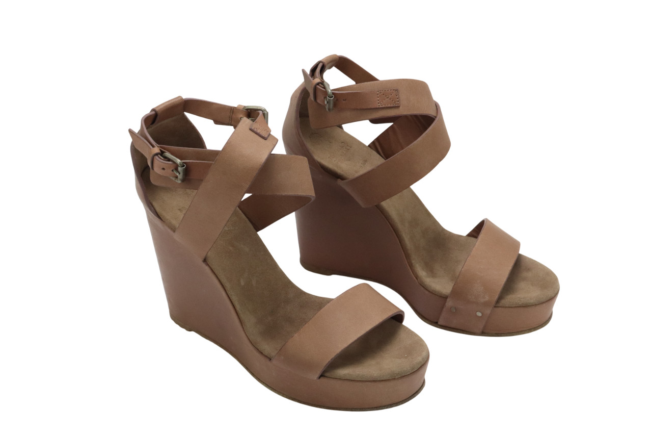Brunello Cucinelli Shoes Womens Eu 39 Leather Wedge Sandals Beige