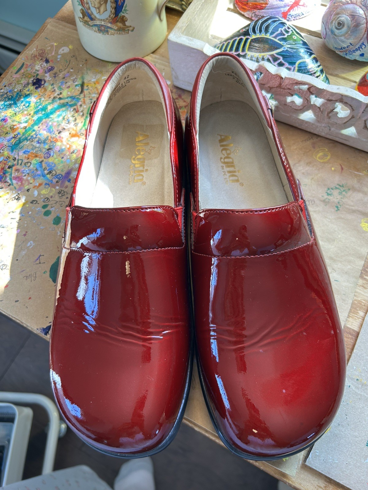 Alegria Women’s Cherry Bomb Patten Leather Slip On Clog Shoe 42