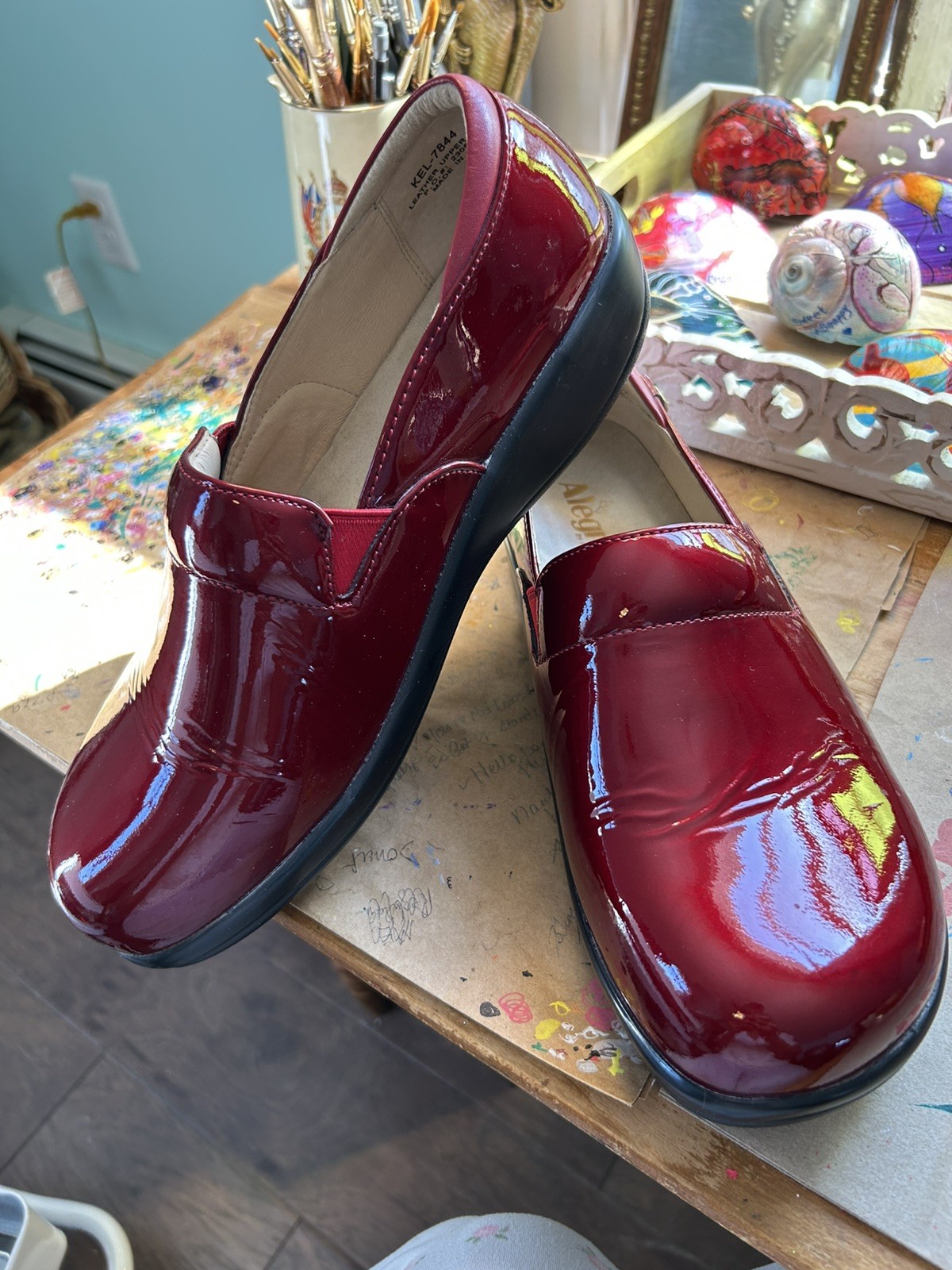 Alegria Women’s Cherry Bomb Patten Leather Slip On Clog Shoe 42