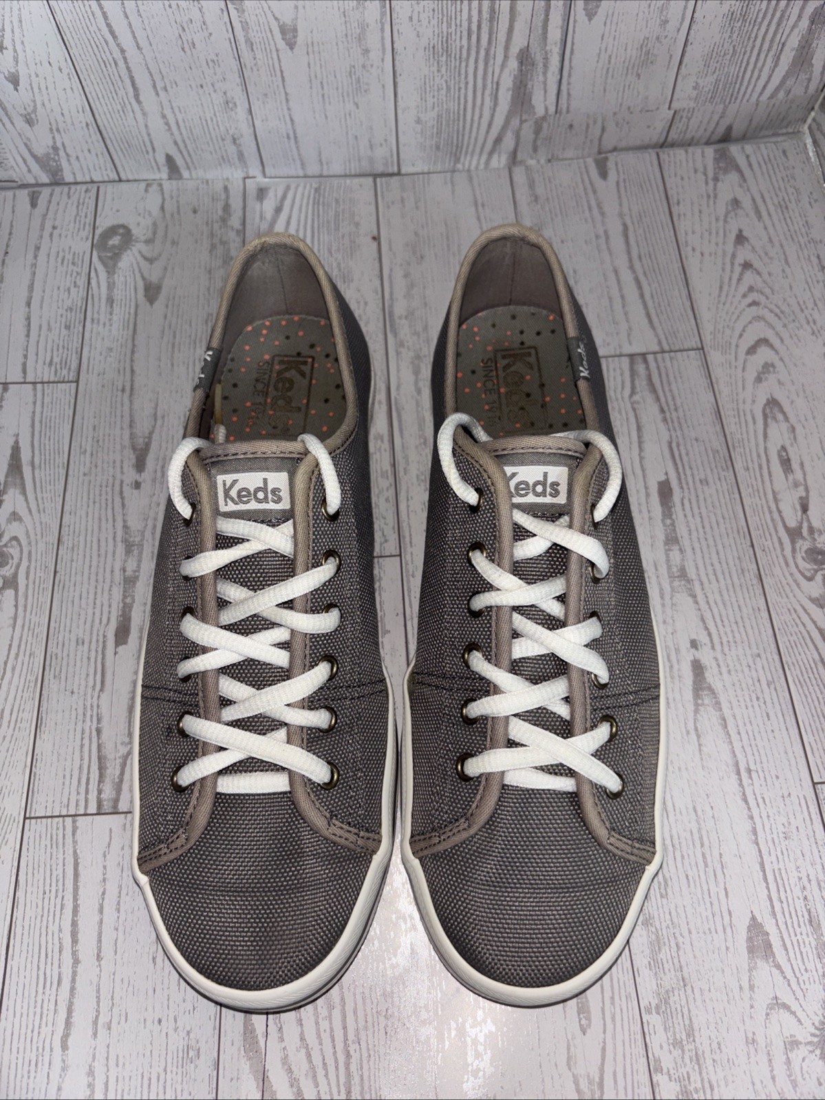 Keds Champion Gray Canvas Lace Up Sneakers Women’s 8 Dream Foam Memory Comfort
