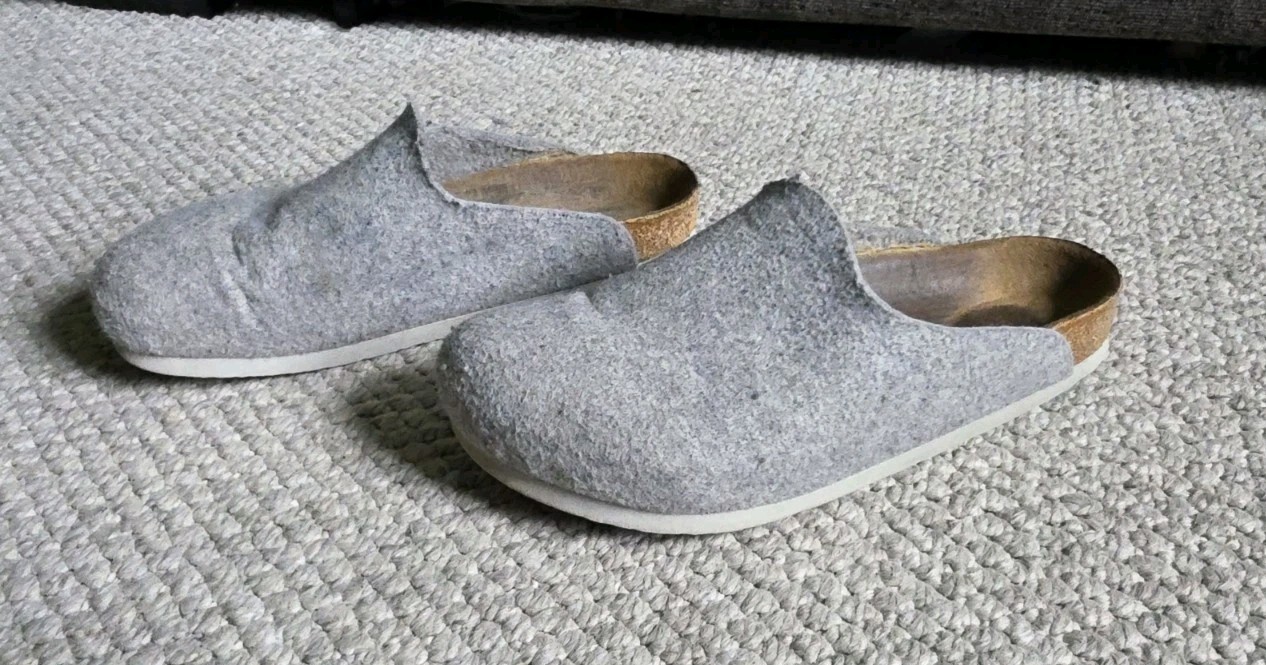 Birkenstock Amsterdam Light Gray Wool Felt Clogs Slides Boston Size 39 Regular