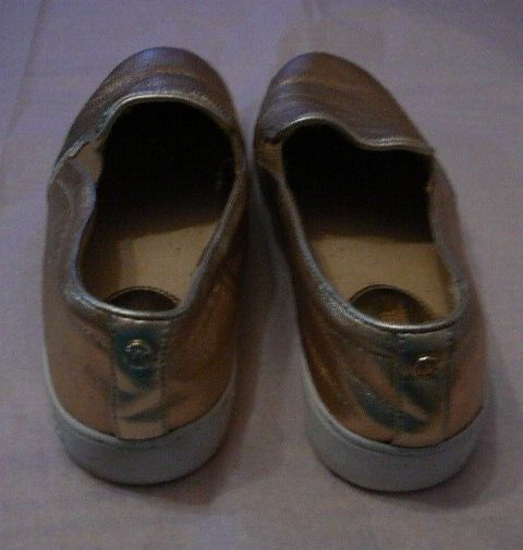 Michael Kors Women’s Leather Metallic Gold Spotted Slip On Shoes Sneakers-Sz 5M
