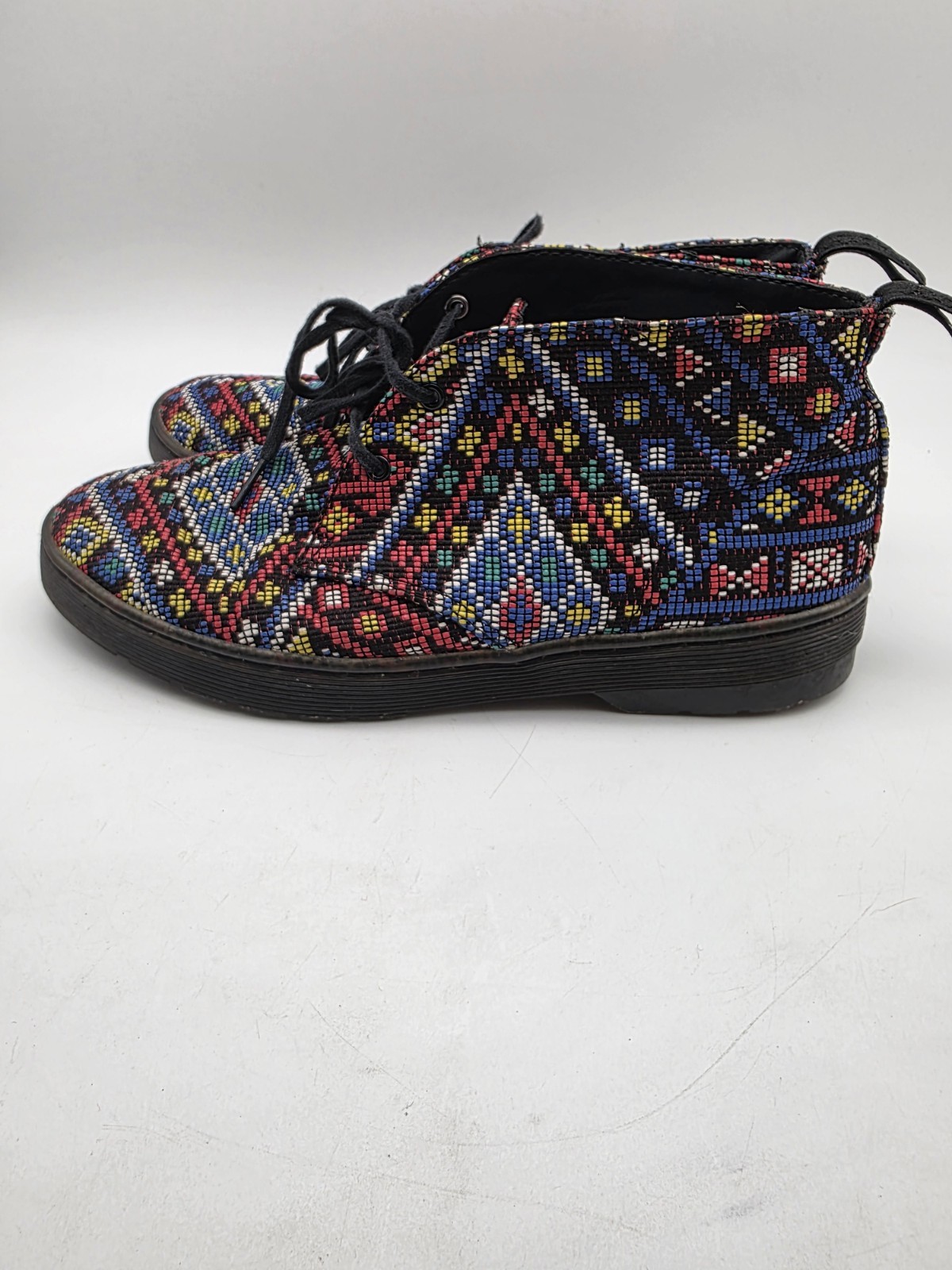 Size 9 – DR MARTENS Daytona Women’s Ankle Boot. Multicolor Woven Aztec Mosaic