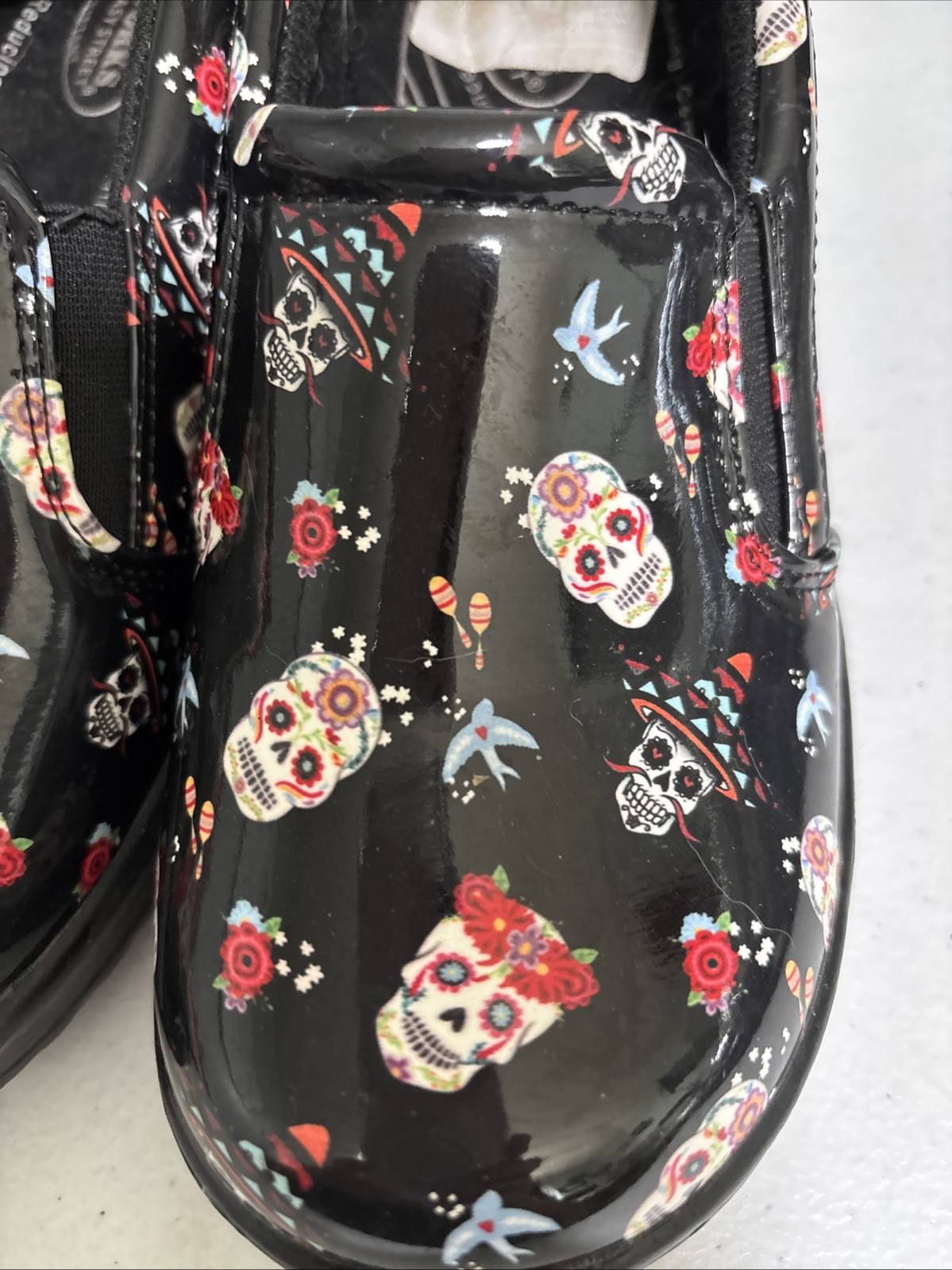 Halloween✨ Easy Work by Easy Street✨ Day of the Dead Slip On Clogs Mules Shoes