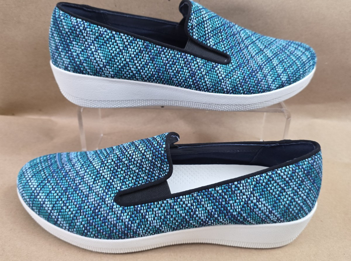 Fitflop (Sz 9) Superskate Uberknit Slip On Womens Shoes Gray Comfort Sneaker
