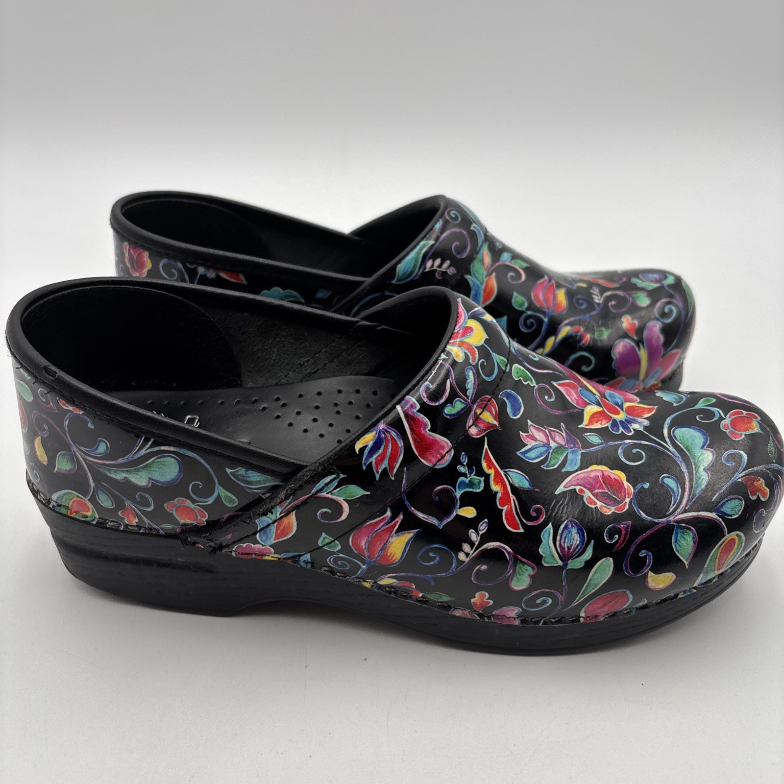 Dansko Floral Women’s Shoes Size 39 Professional Clogs Nursing Colorful Flowers