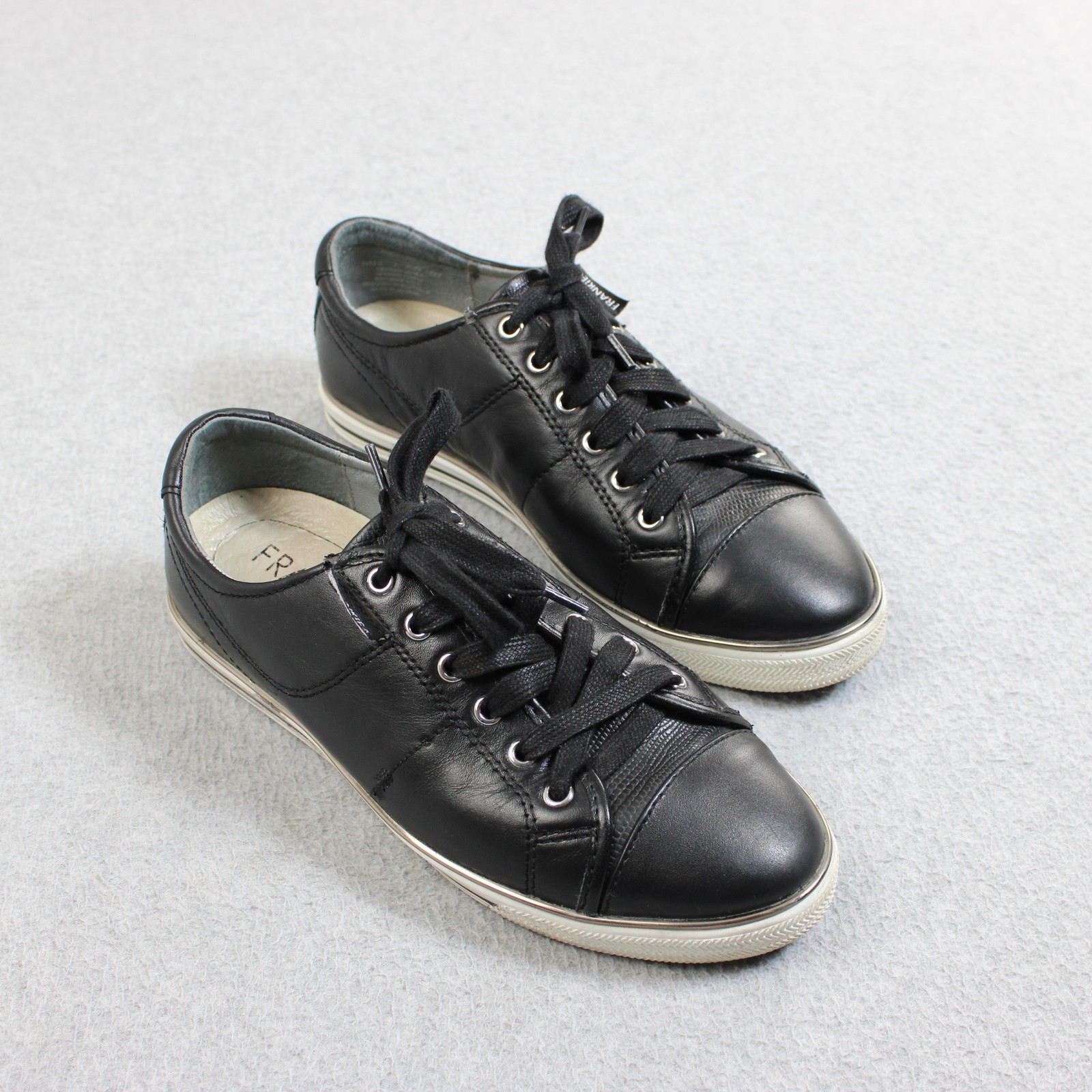 FRANKIE4 Shoes Womens Size 7 Black Leather Lace Up Sneaker Comfort Walking
