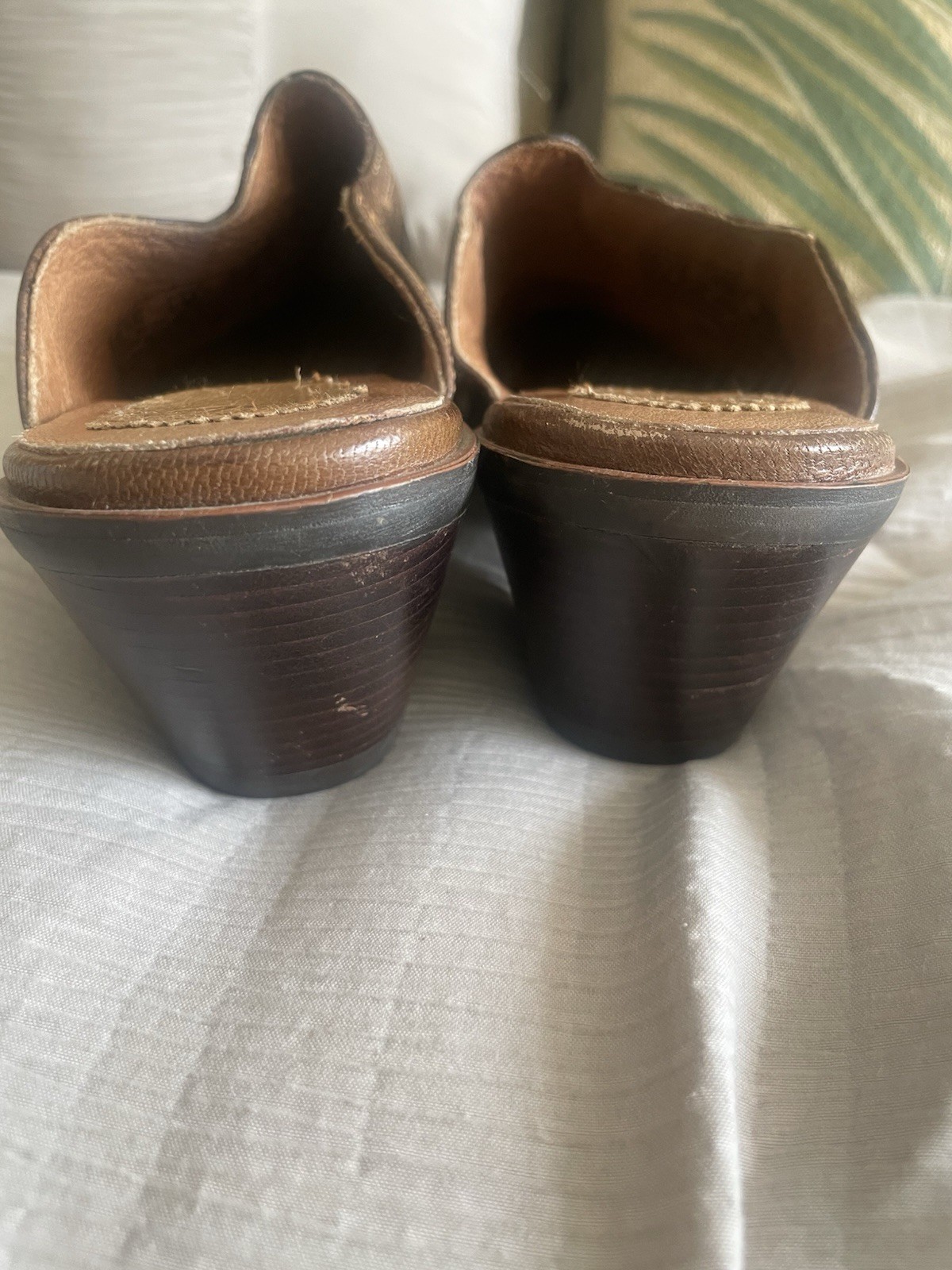 Ariat Manzanita Brown Red Stitched Leather Western Ranch Mule Women US 8.5B Boho
