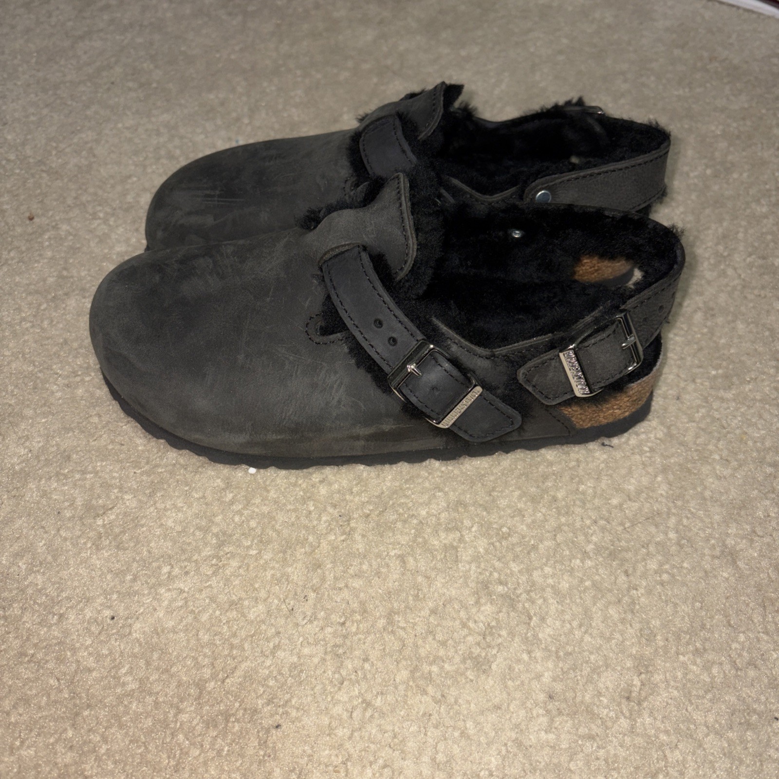 Birkenstock Tokio Shearling Black Natural Leather oiled clogs – US Women size 4