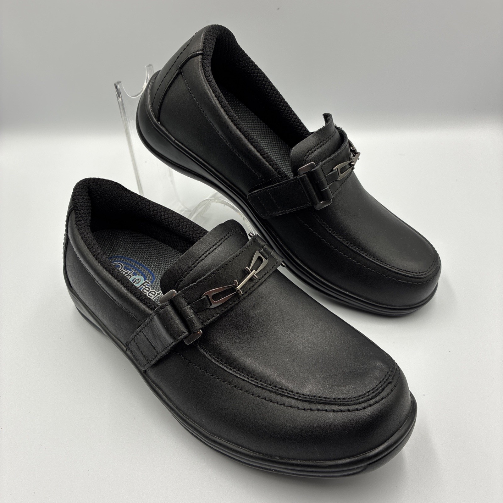 ORTHOFEET Women’s Shoes Chelsea 817 Black Leather Loafer Size 8 EE ExtraWide NEW