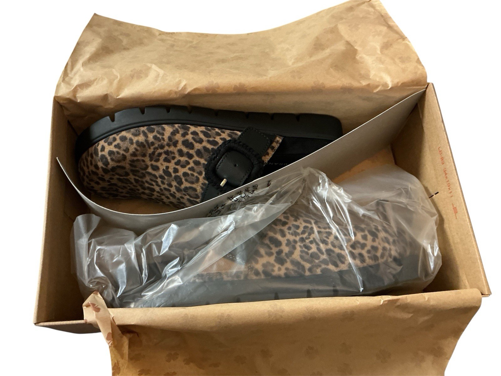 Lucky Brand Sachie Leopard Print Suede Buckle Hardware Clogs Women’s Size 8