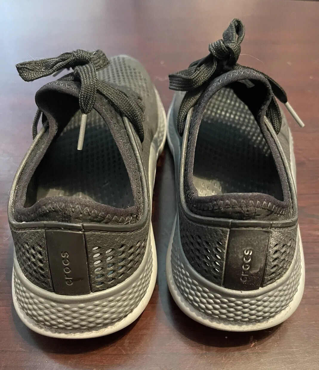 Crocs Womens Literide 360 Pacer Sneakers Size 7 Black Rubber Mesh Lace Up 206705