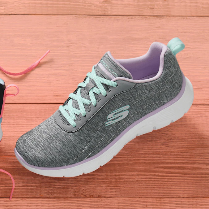 SALE!!! Skechers Women’s Flex Appeal 5.0 Modern Times Lace-Up Gray Multi Medium