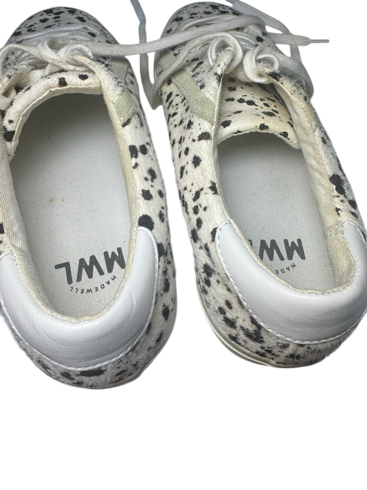 Madewell Sidewalk Sneakers 9 Woman’s Low Top Calf Hair Spotted Stripe Lace Up