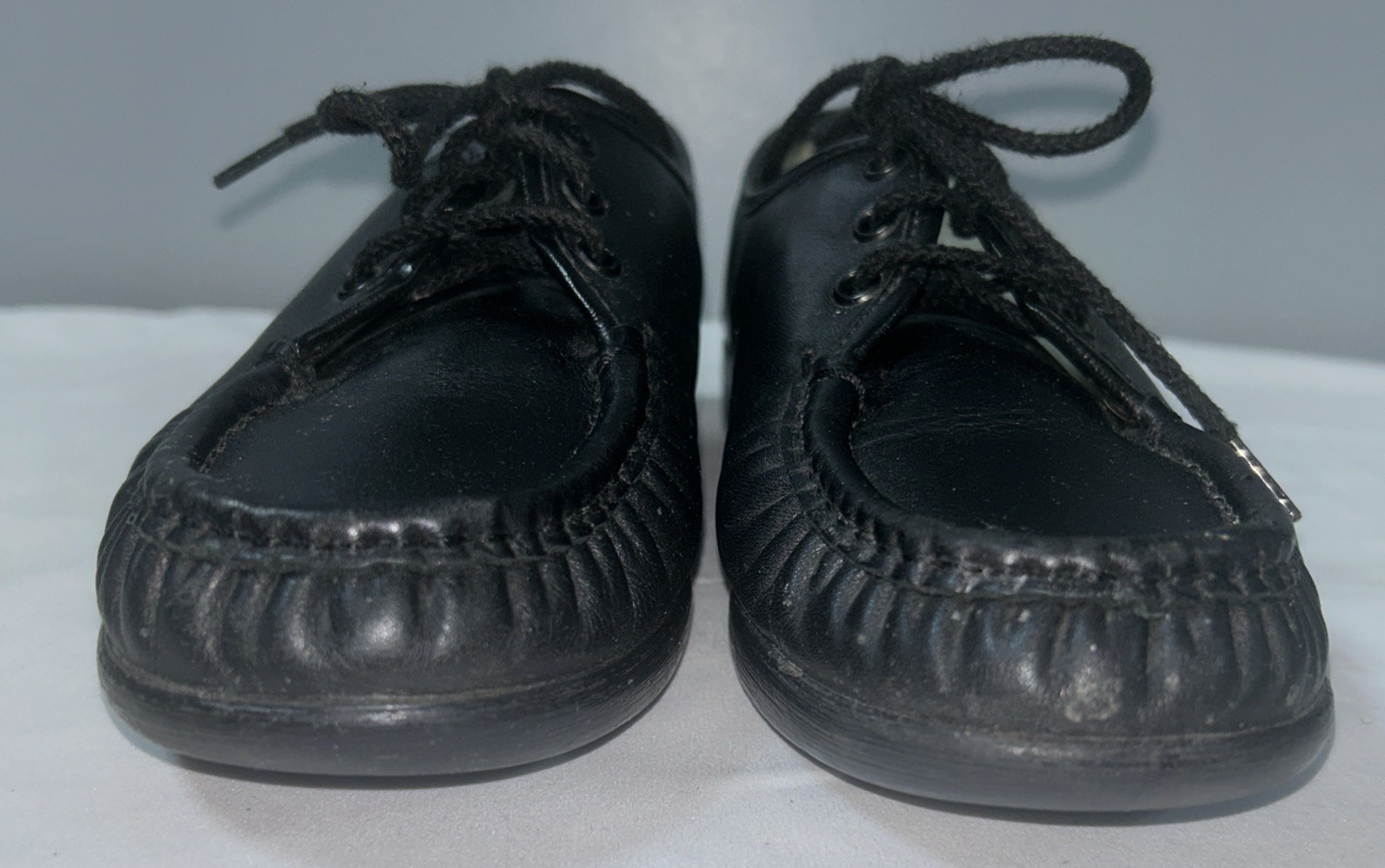 SAS Black Handsewn Leather Moc Toe Oxford Lace Up Walking Shoes Women’s 8.5