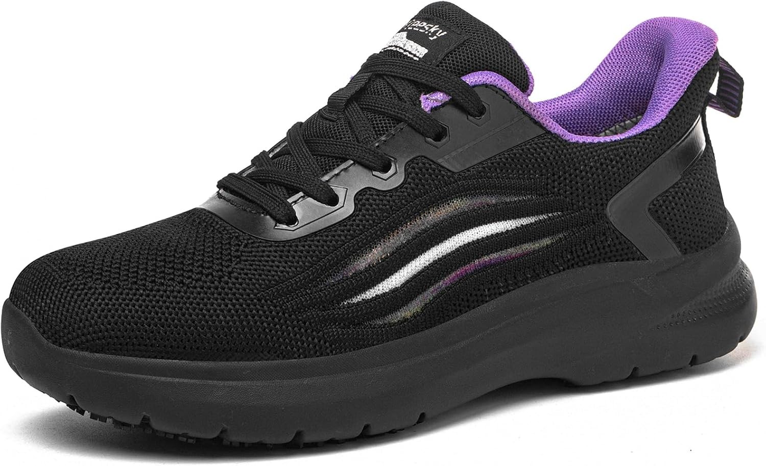 Women’s Non Slip Work Shoes Slip Resistant Kitchen Nurse Sneaker Lace Up Black