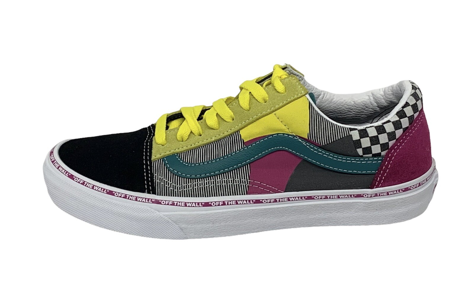 VANS Old Skool Colorful Rainbow Black Check Suede Leather Unisex Shoes M 7 W 8.5