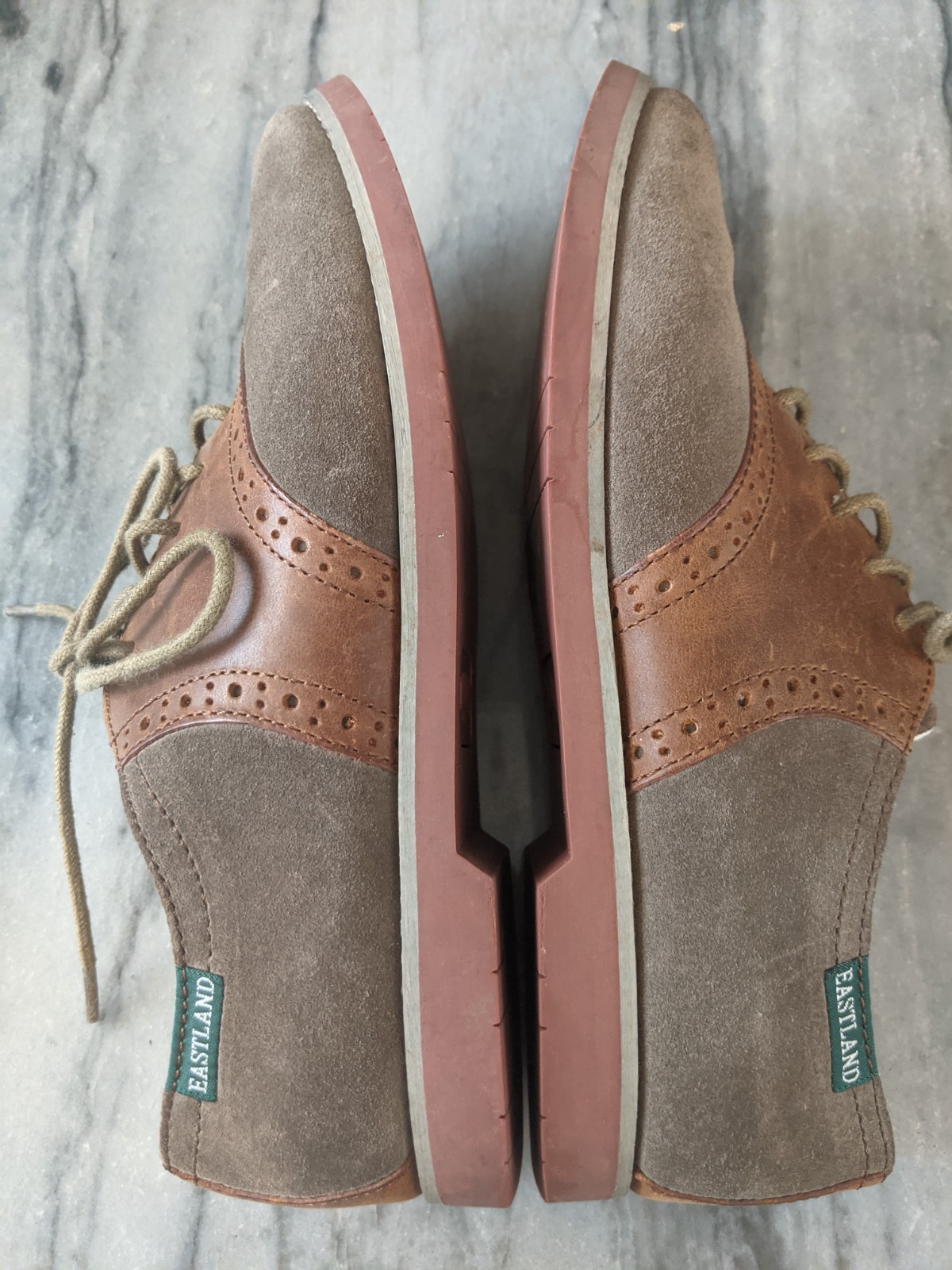 Eastland Women’s Sadie Saddle Shoe 3331-39 Suede Leather Olive/Dark Tan Brown 6M