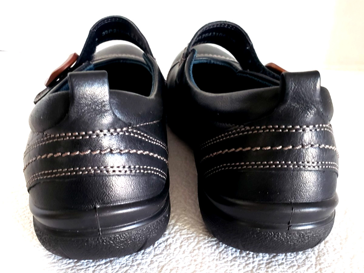 ECCO Glebe Black Leather Mary Jane Comfort Shoes Size 8-8.5 NEW