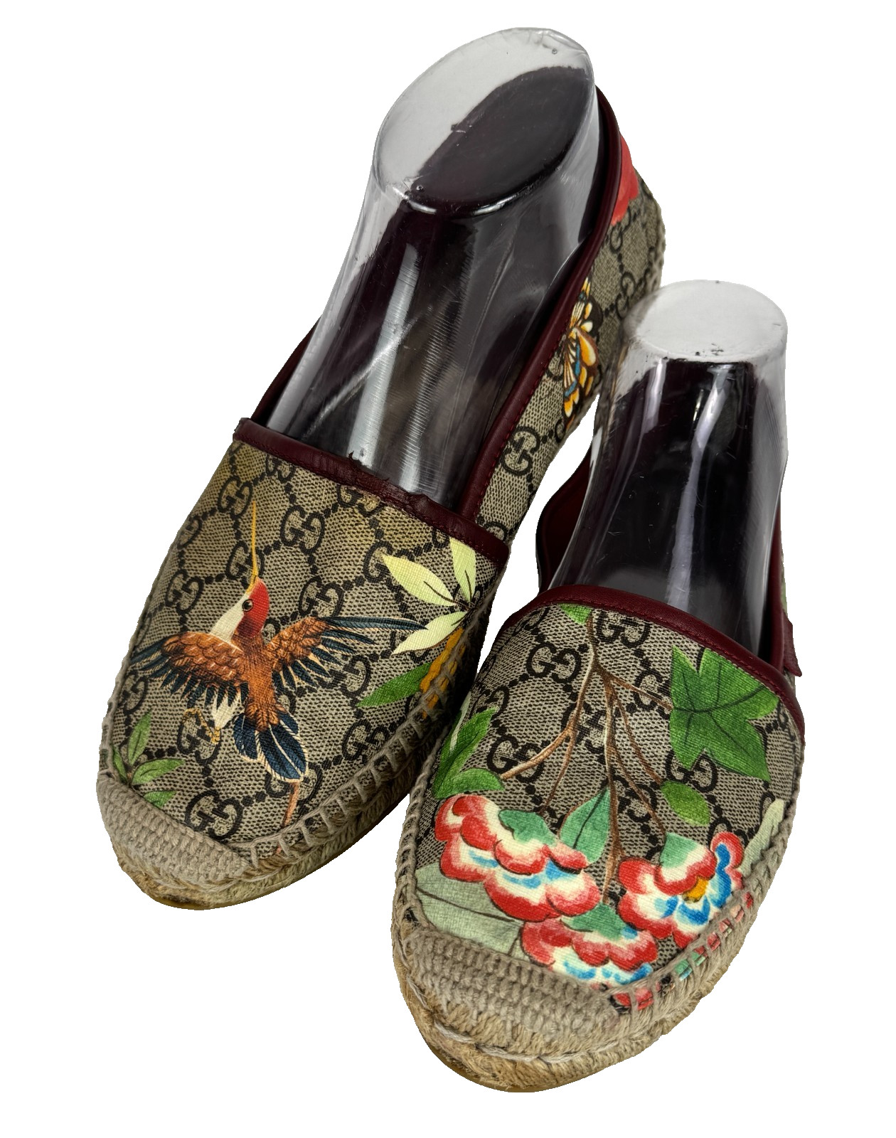 Gucci Auth Wome Auth GG Supreme Tian Espadrilles 9.5 US 39.5 EU Red Trim Shoes