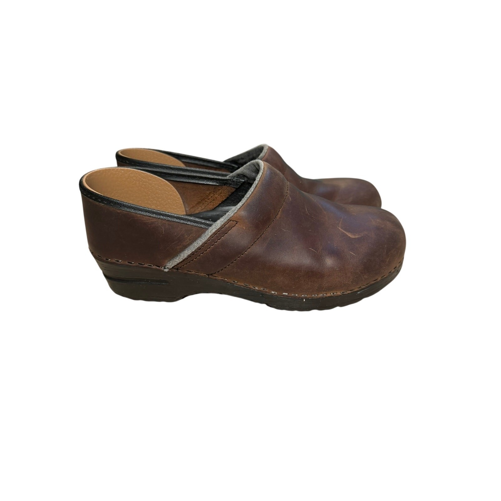 Dansko Professional Clogs Women 41 US 10.5 11 Brown Oiled Leather Slip On