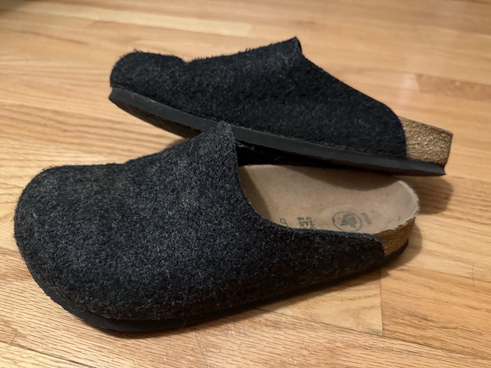 VEGAN Birkenstock Amsterdam Womens Size 38 Dark Gray Felt Clog Mule Comfort