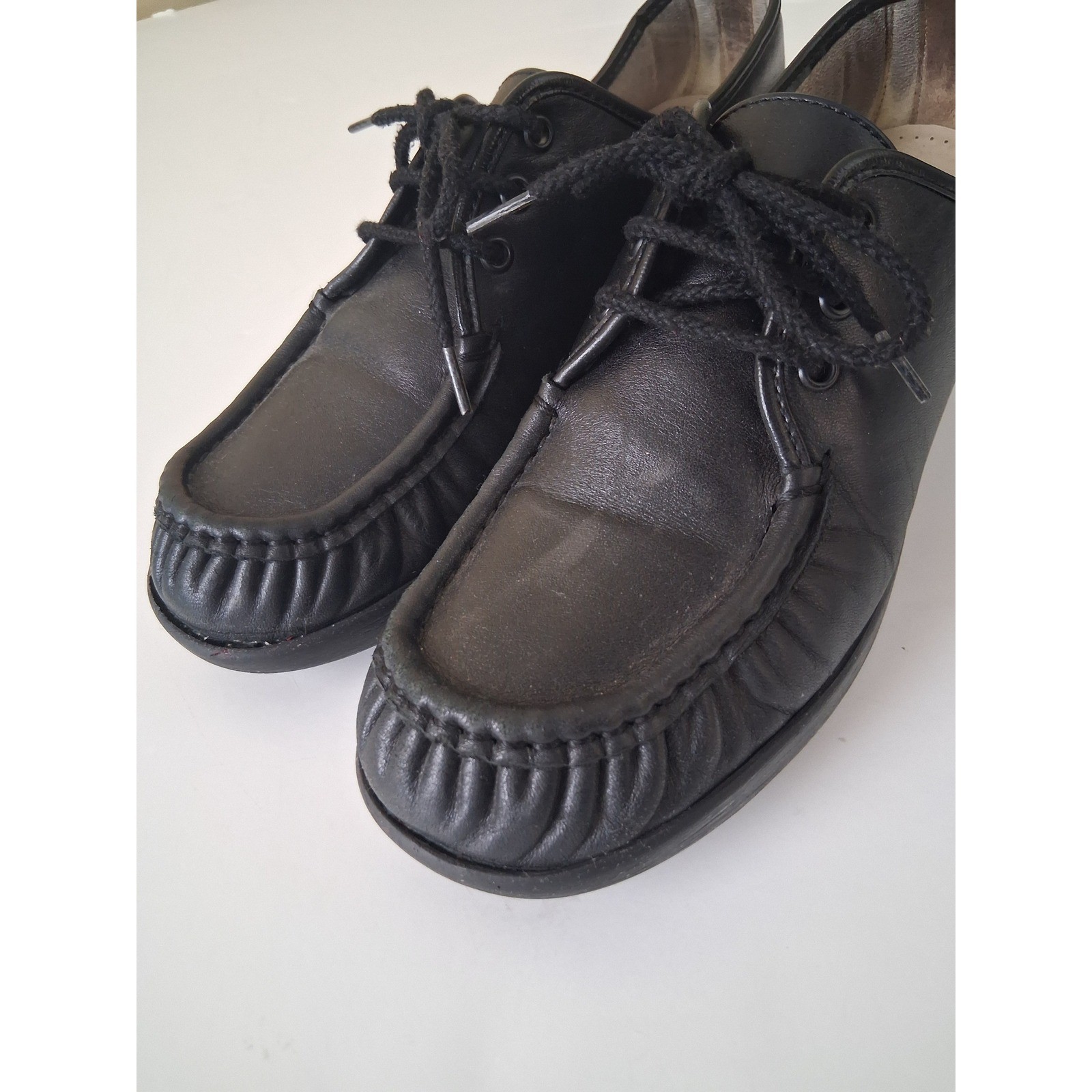 SAS Siesta Comfort Oxford Shoes Womens 10.5 M Black Leather Lace Up Walking Work