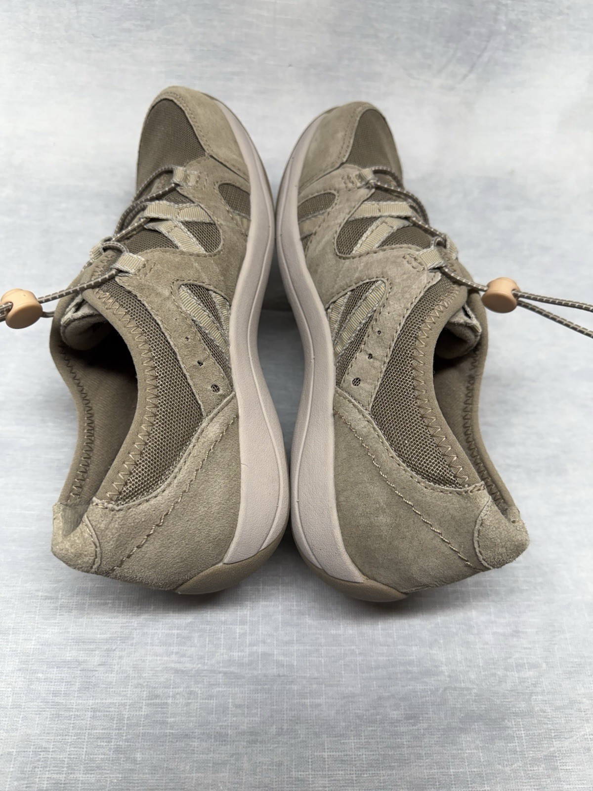 Earth Origin Women’s Khaki Leather/Fabric Shoes Drawstring Breathable Size 7.5M
