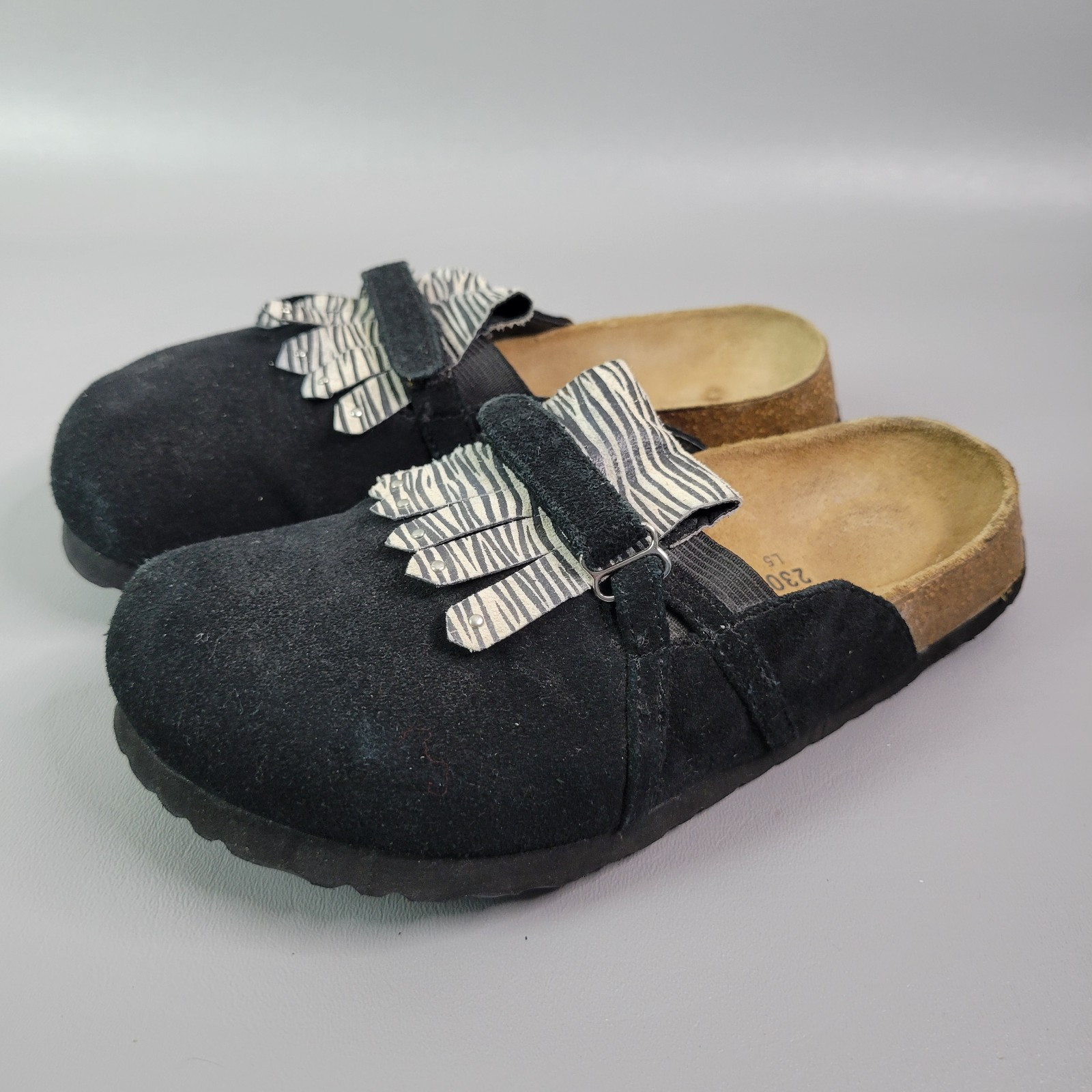 Birkenstock Betula Clog Women’s Size 36 Suede Kiltie Leather Shoe Zebra US 5/5.5