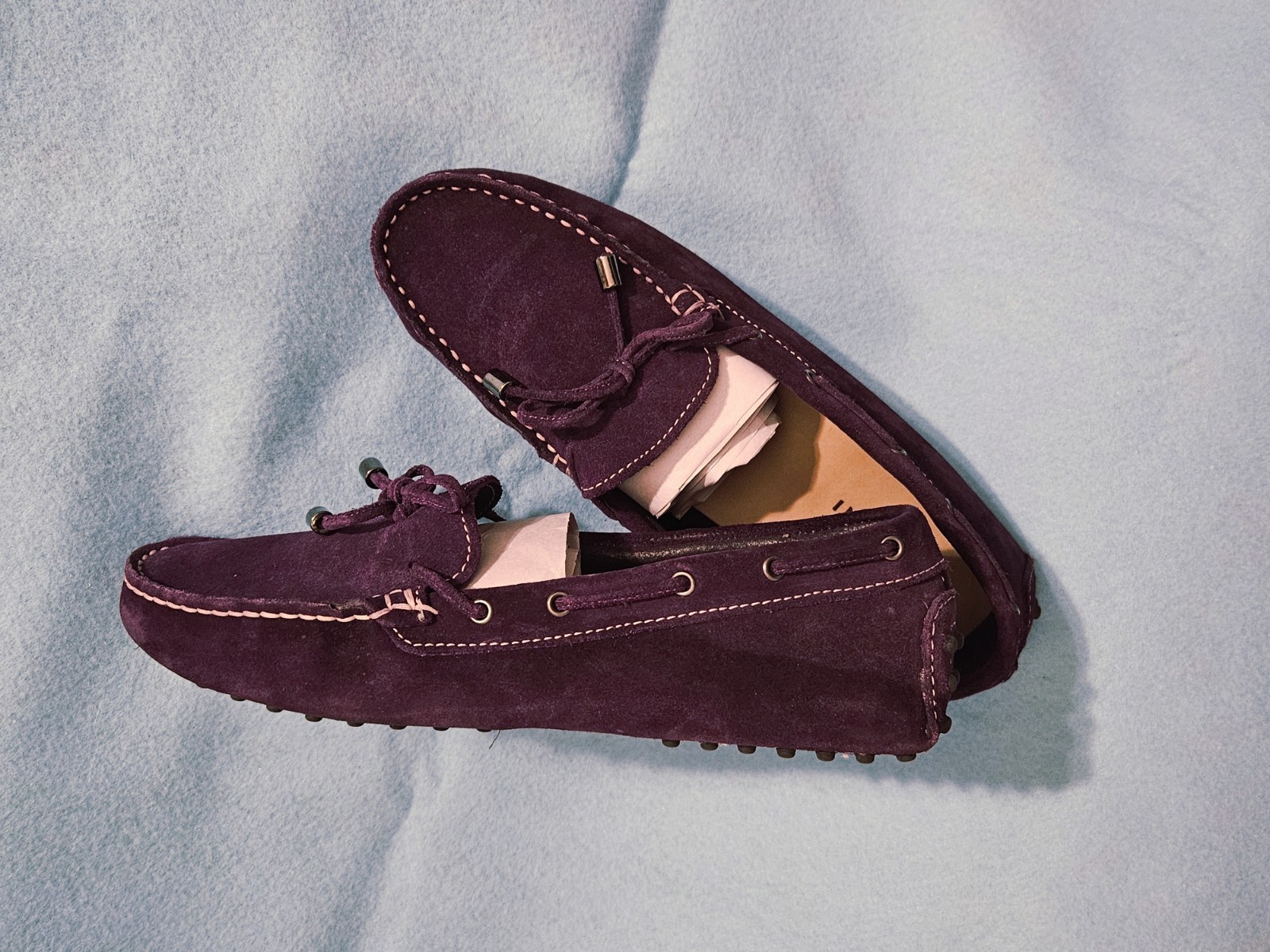 NWOB SOLDINI 1945 Made I Italy Plum/Deep Purple Suede Driving Loafers W’s 7.5