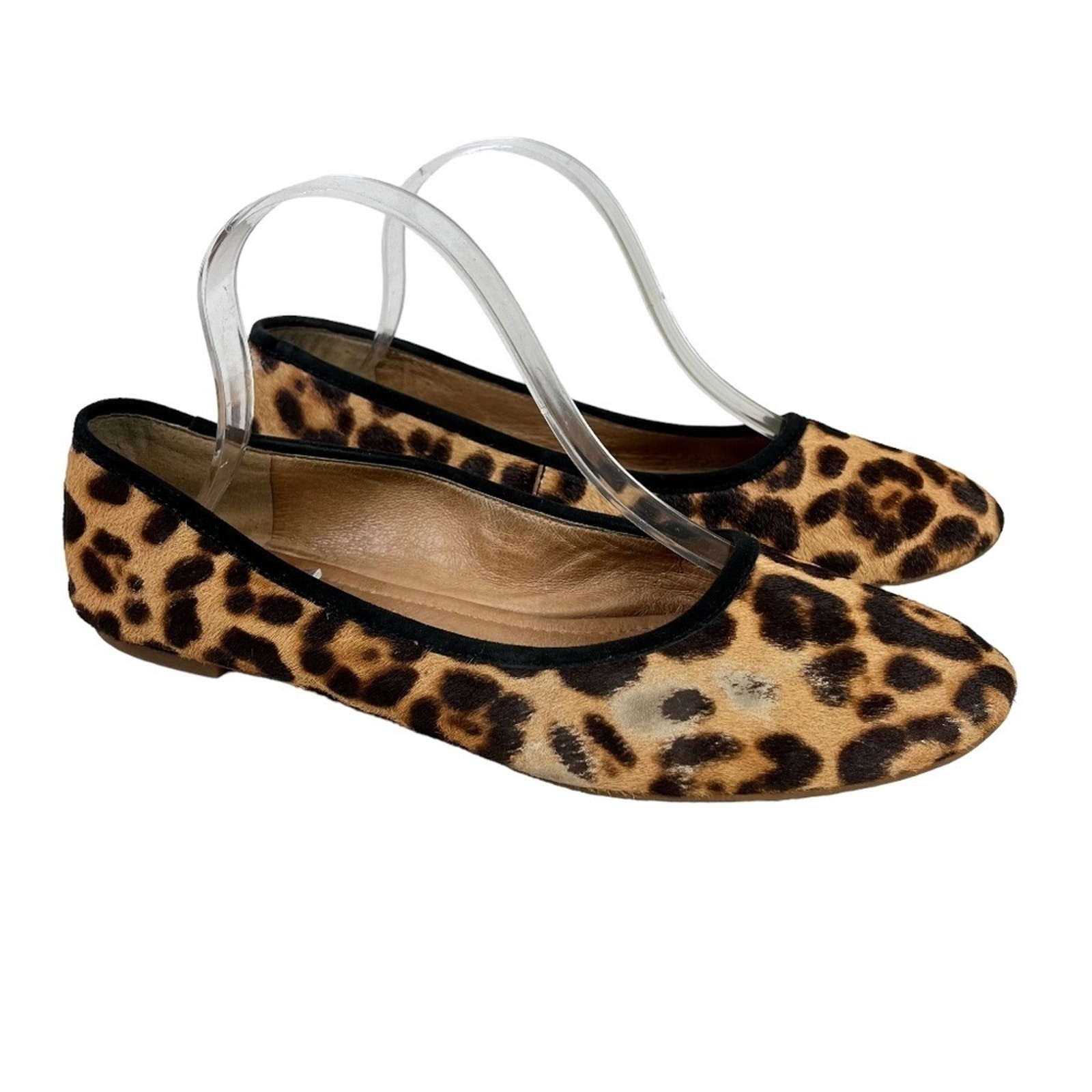 MADEWELL Pony Calf Hair Fur Leopard Print Genuine Leather Flats Shoes Loafer 9.5