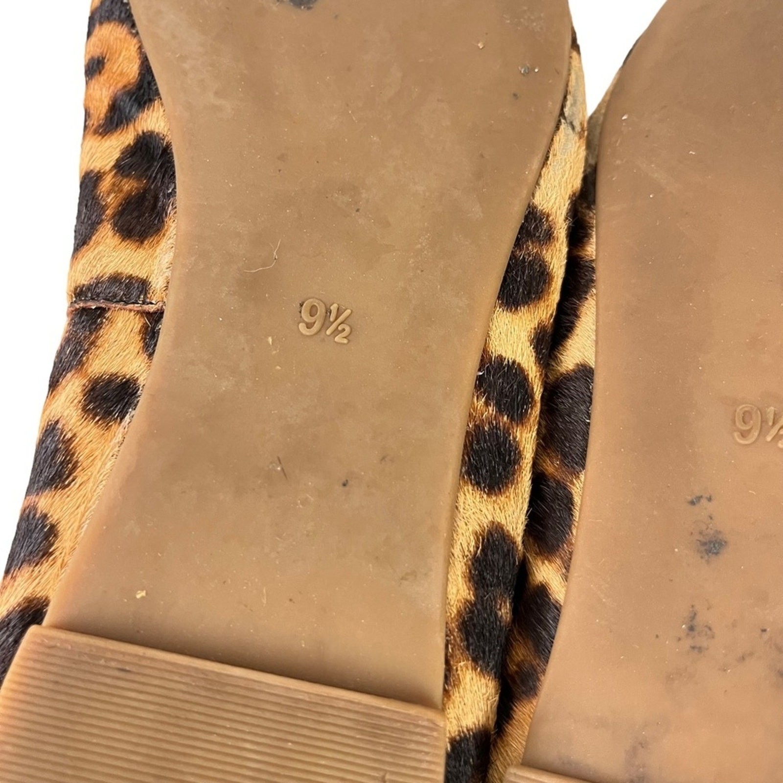 MADEWELL Pony Calf Hair Fur Leopard Print Genuine Leather Flats Shoes Loafer 9.5