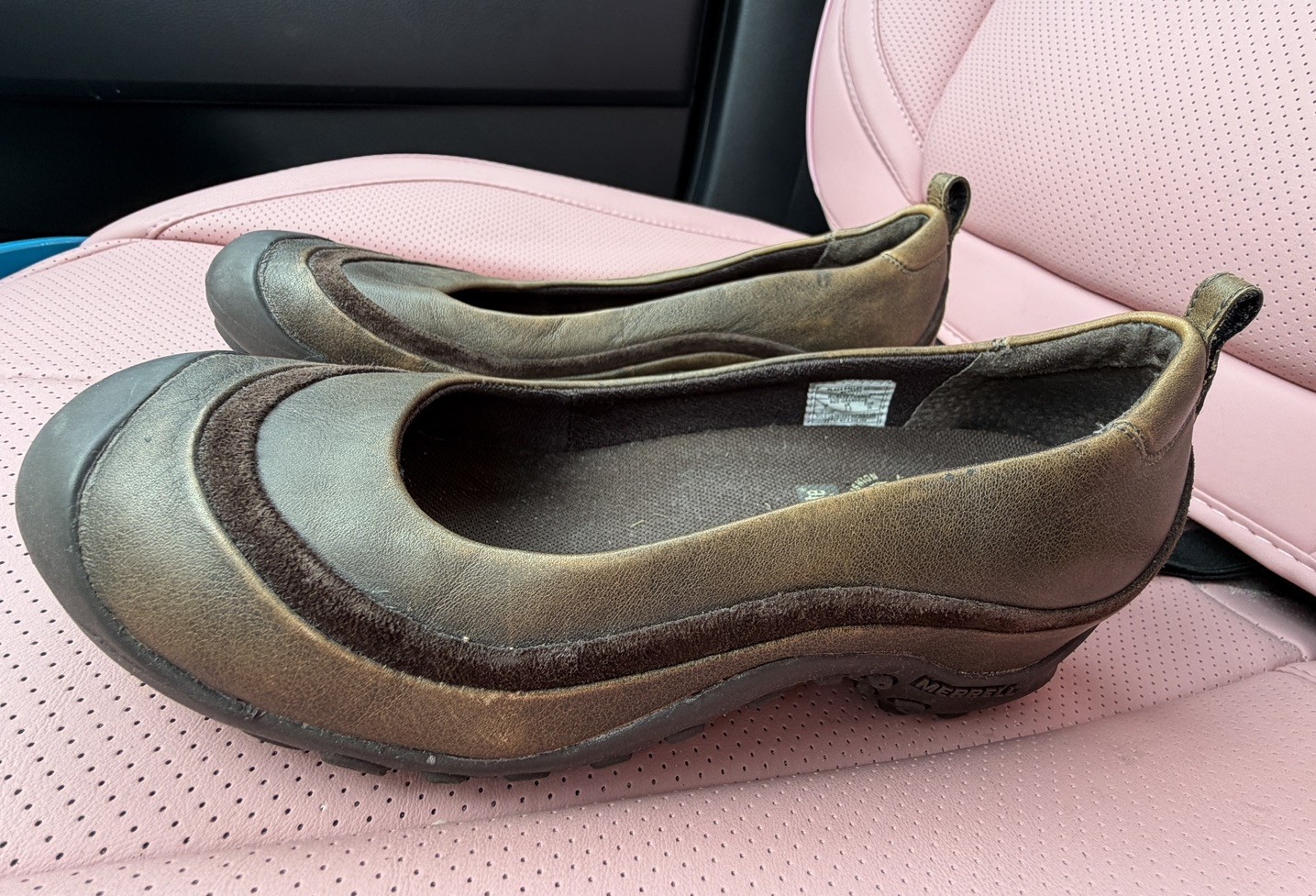 Merrell Plaza Ballet Wedge Shoes Womens Size 6 Brown Leather Slip On J46110 Gorp