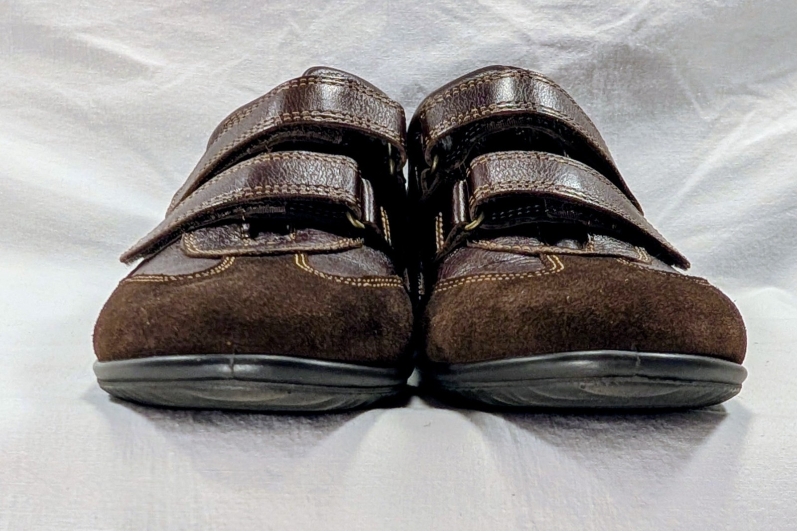ECCO Brown LEATHER & SUEDE 2-Strap Sneaker WOMEN’S SHOES Comfort SIZE 36 / 5-5.5