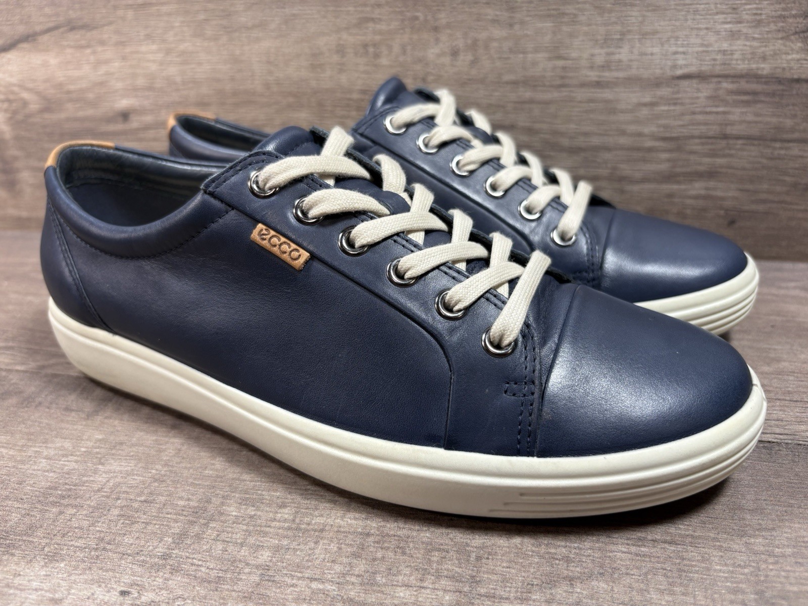 Ecco Soft 7 Walking Sneakers Shoes Blue Leather Womens Size EU 40 US 9