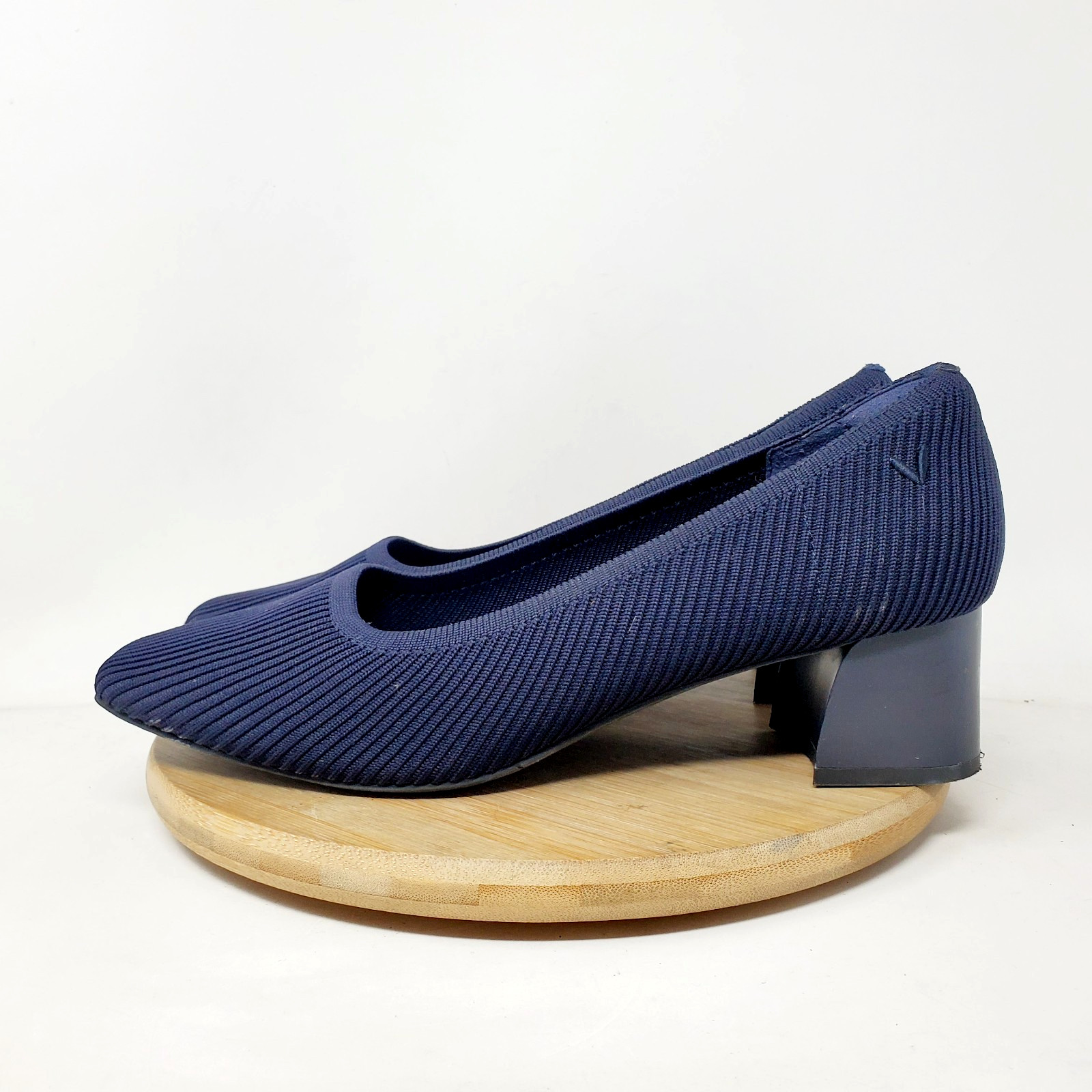 Vivaia Melody Shoes Womens 40.5 Blue Square Toe Pump Chunky Fishtail Heel