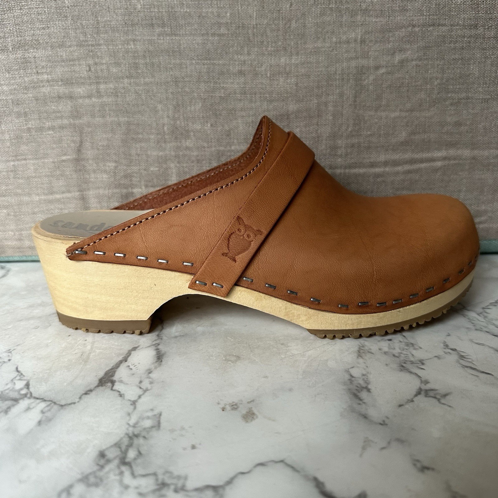 Sandgrens Tokyo Classic Clog Mule Caramel Saddle Tan Brown Size 36 US 6 EUC