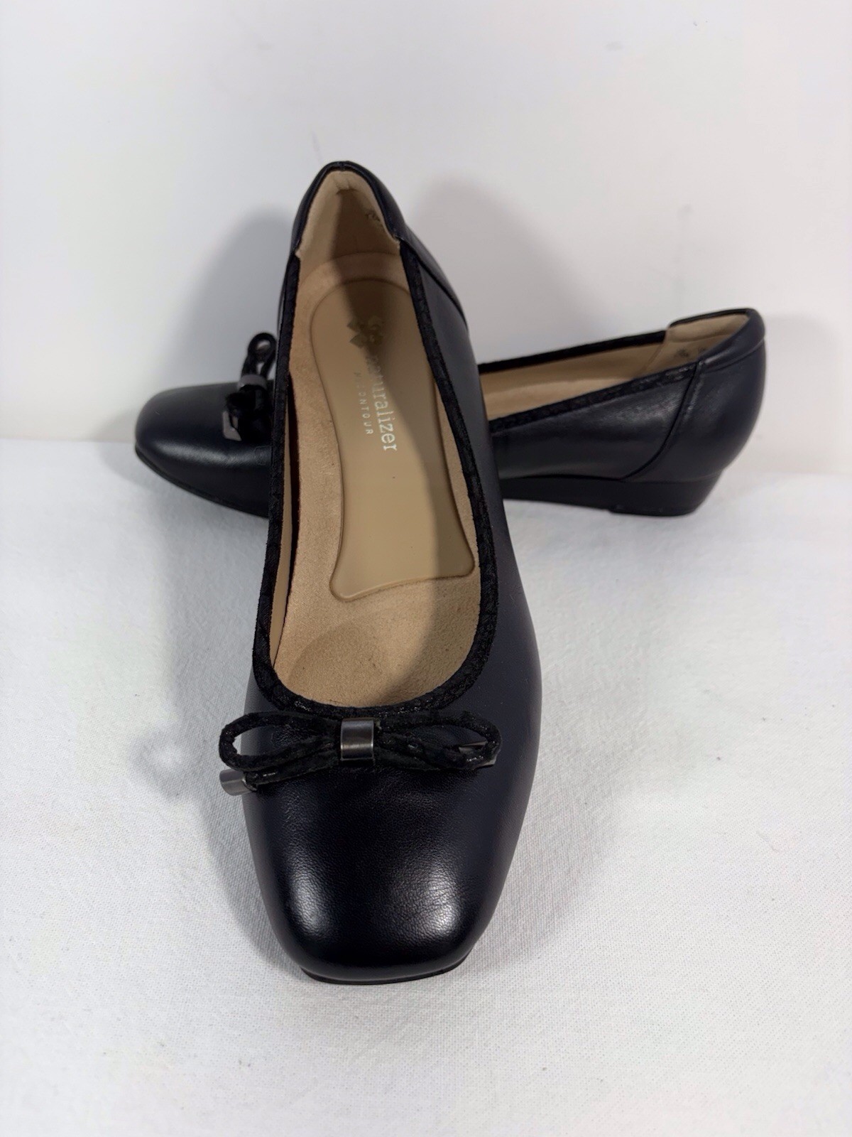 Naturalizer N5 Comfort DOVE Black Leather Ballet Mini Wedges 7.5 M