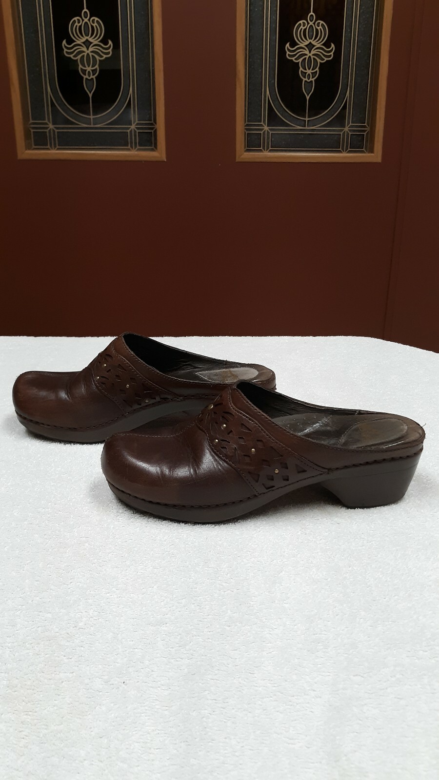 Dansko Shyanne Brown Leather Slip On Comfort Clogs Euro 39 Preowned