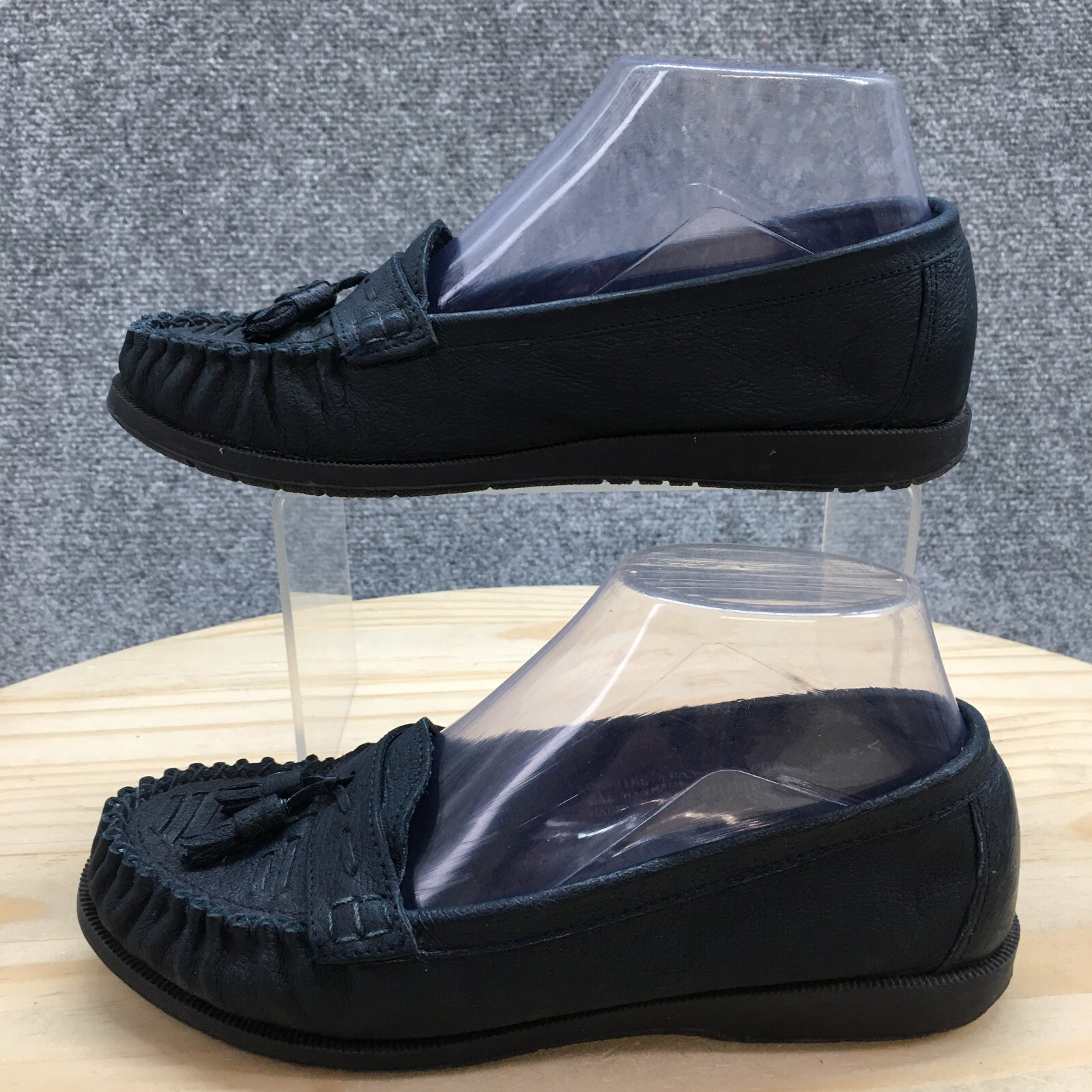 Pillows Shoes Womens 6.5 Loafers Kiltie Black Leather Moc Toe Comfort Low Top