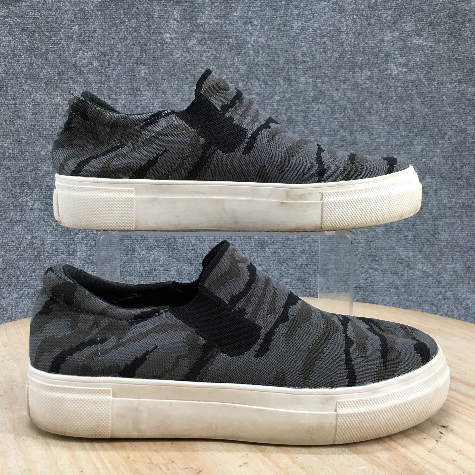 MIA Shoes Womens 8 Haley Camouflage Casual Slip On Platform Sneakers Gray Fabric
