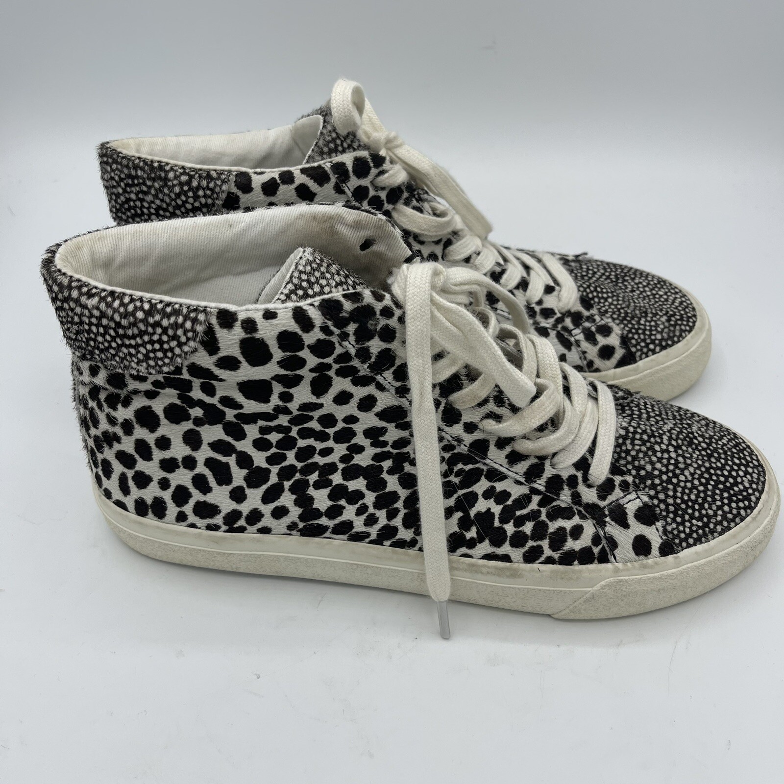 Madewell Women Shoes Sidewalk High-Top Spotted Genuine Calf Hair Sneaker Size 7