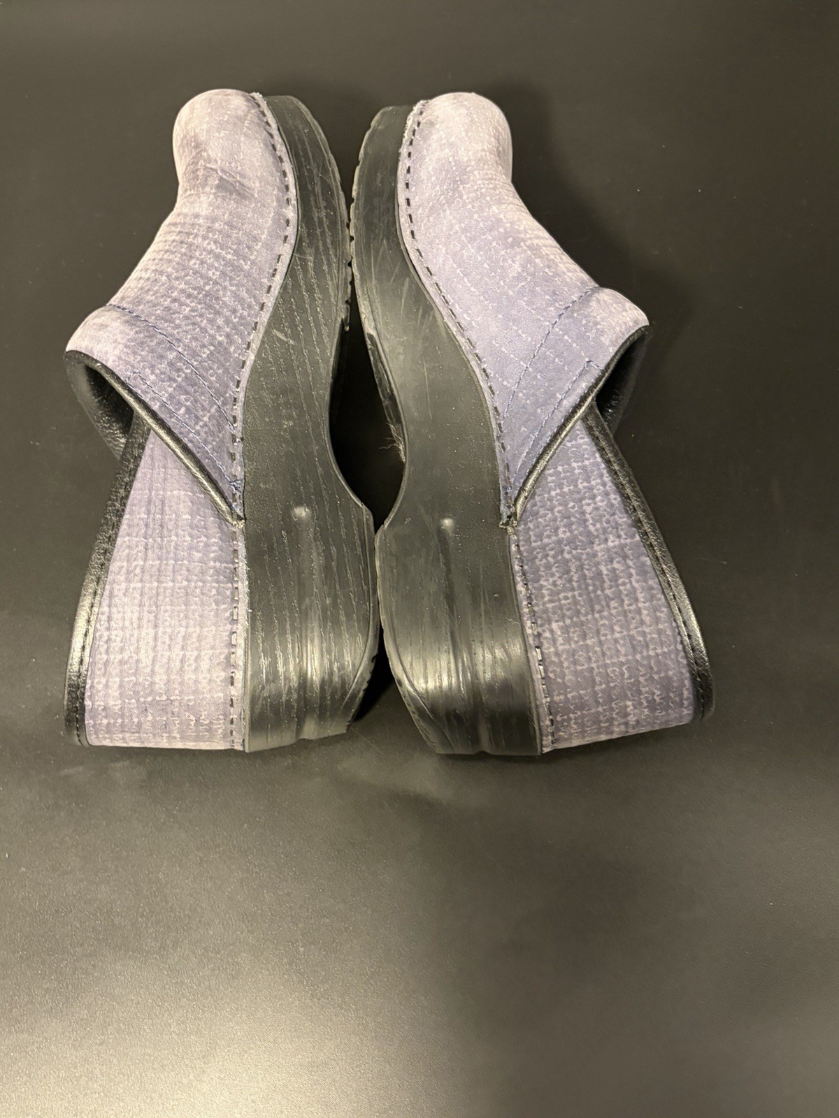 DANSKO Blue/Gray Textured/Cloth Pattern Clogs Shoes Size 39
