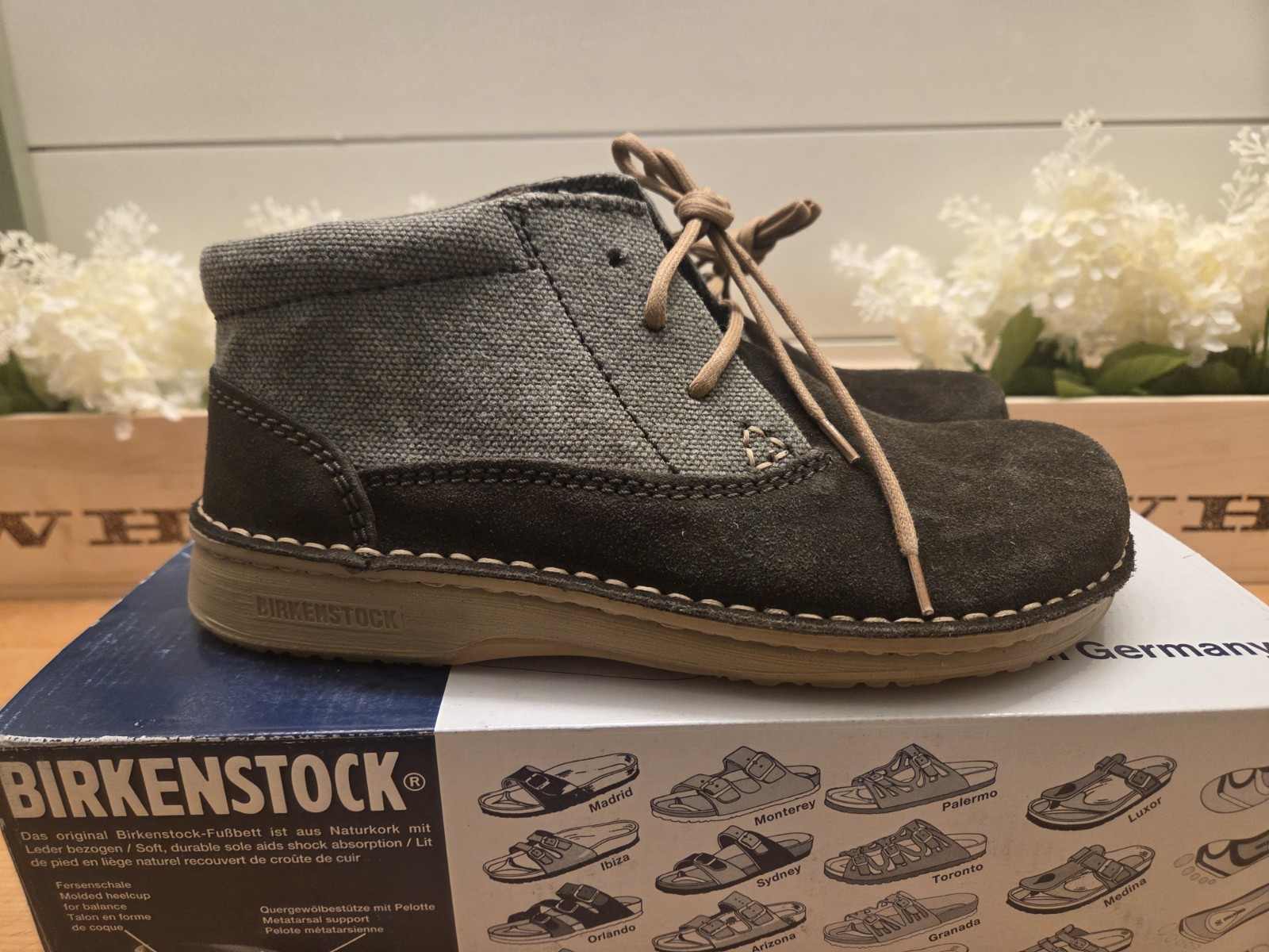 Birkenstock Memphis High Lace Up Shoes Boots Dark Green Suede/ Textile Size 36
