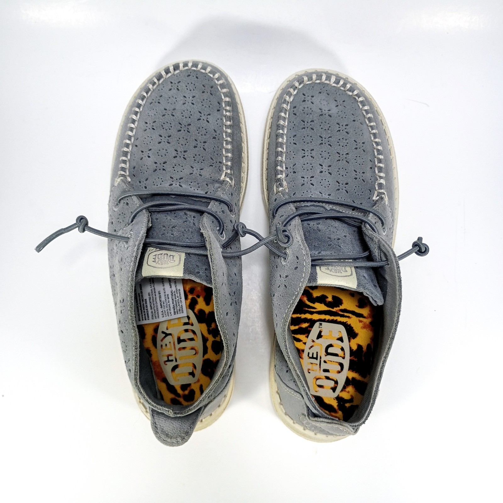 Hey Dude Wendy Mid Suede Boho Womens 6 Grey Suede Slip On Sneakers