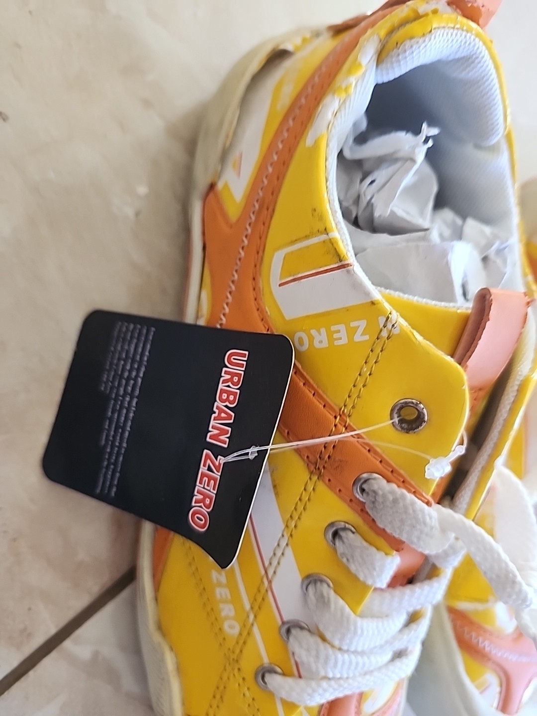 Urban Zero Sneakers Womens 7.5 Yellow Orange Lace Up Casual Athletic Shoes