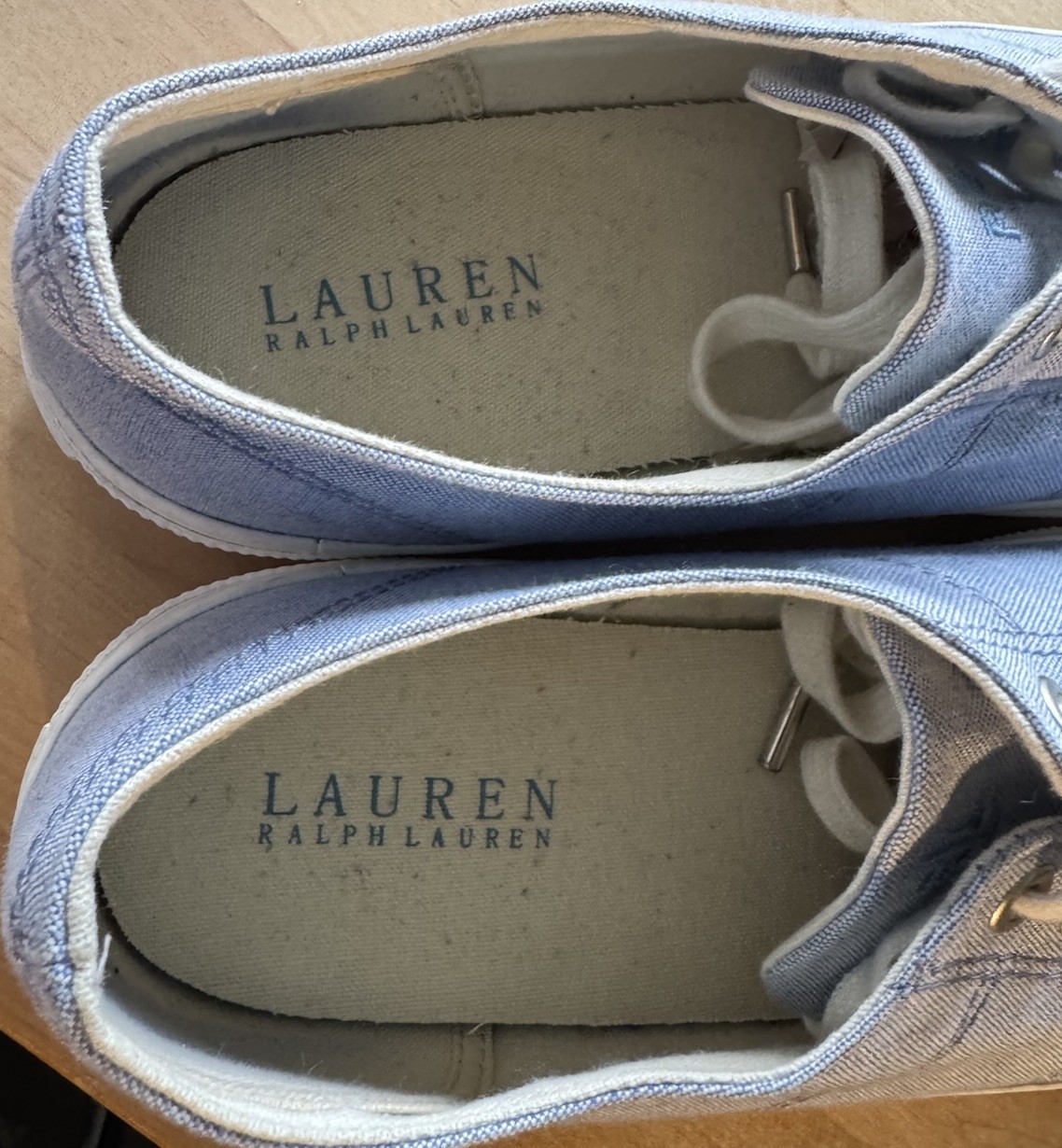 L RALPH LAUREN Jolie Womens Blue Oxford Cloth Lace Up Casual Sneakers 9B