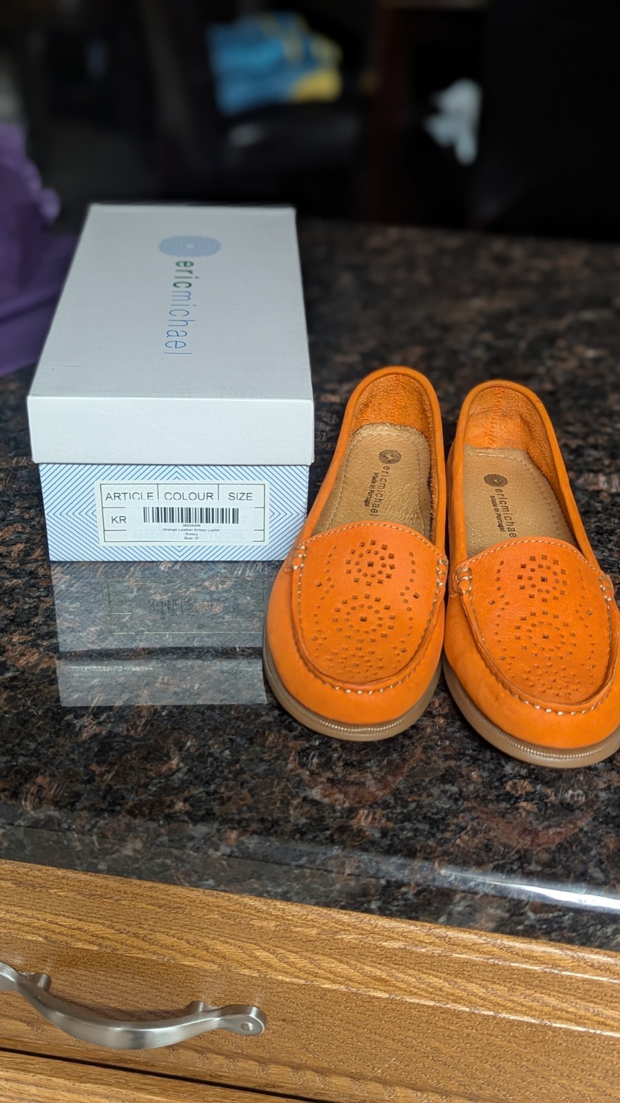 Eric Michael Kelsey Orange Leather Slip-On Comfort Loafers Women’s US 7 EU 37